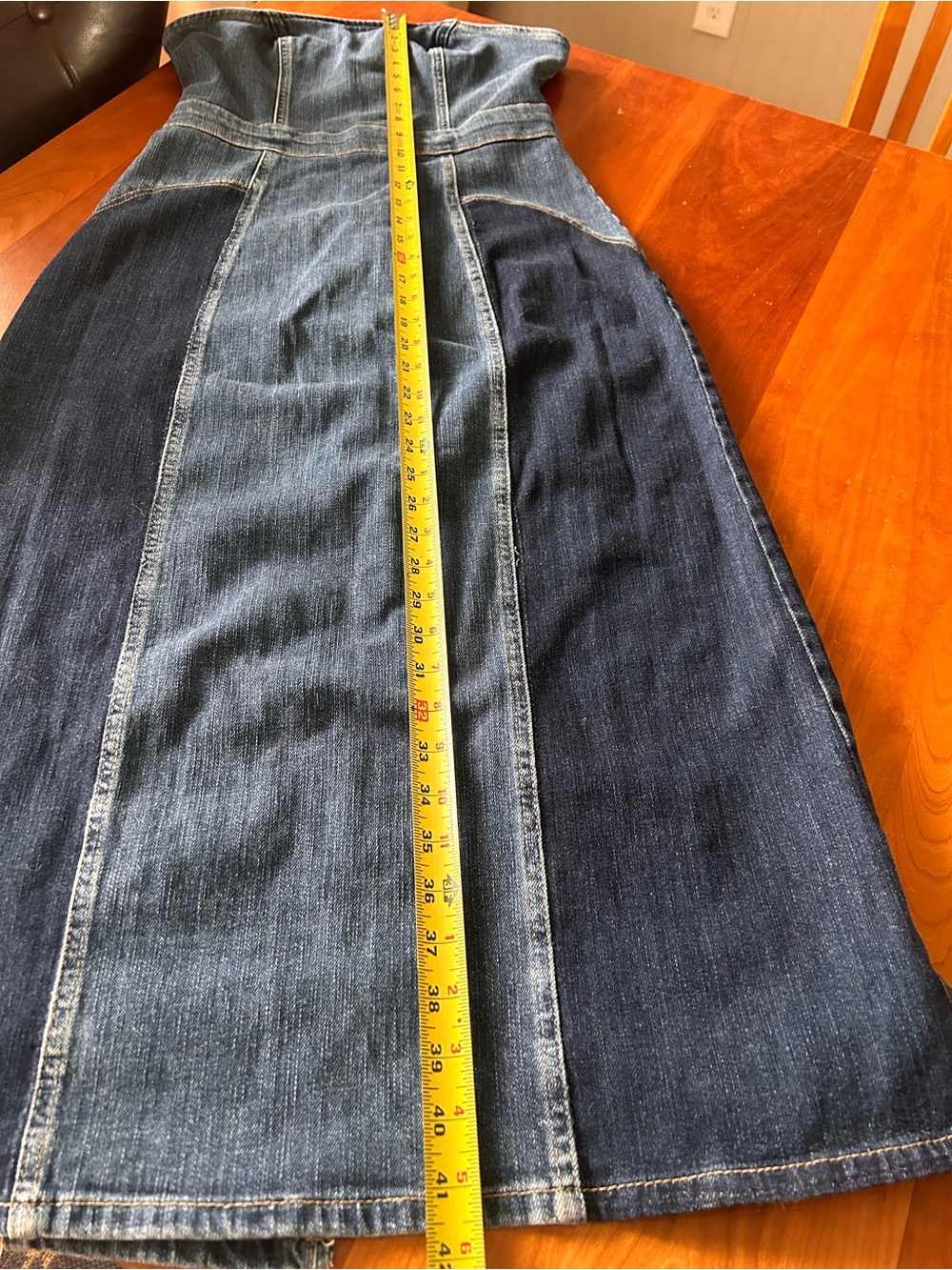 Zara strapless denim patchwork dress Size Large fits Medium - Picture 10 of 11